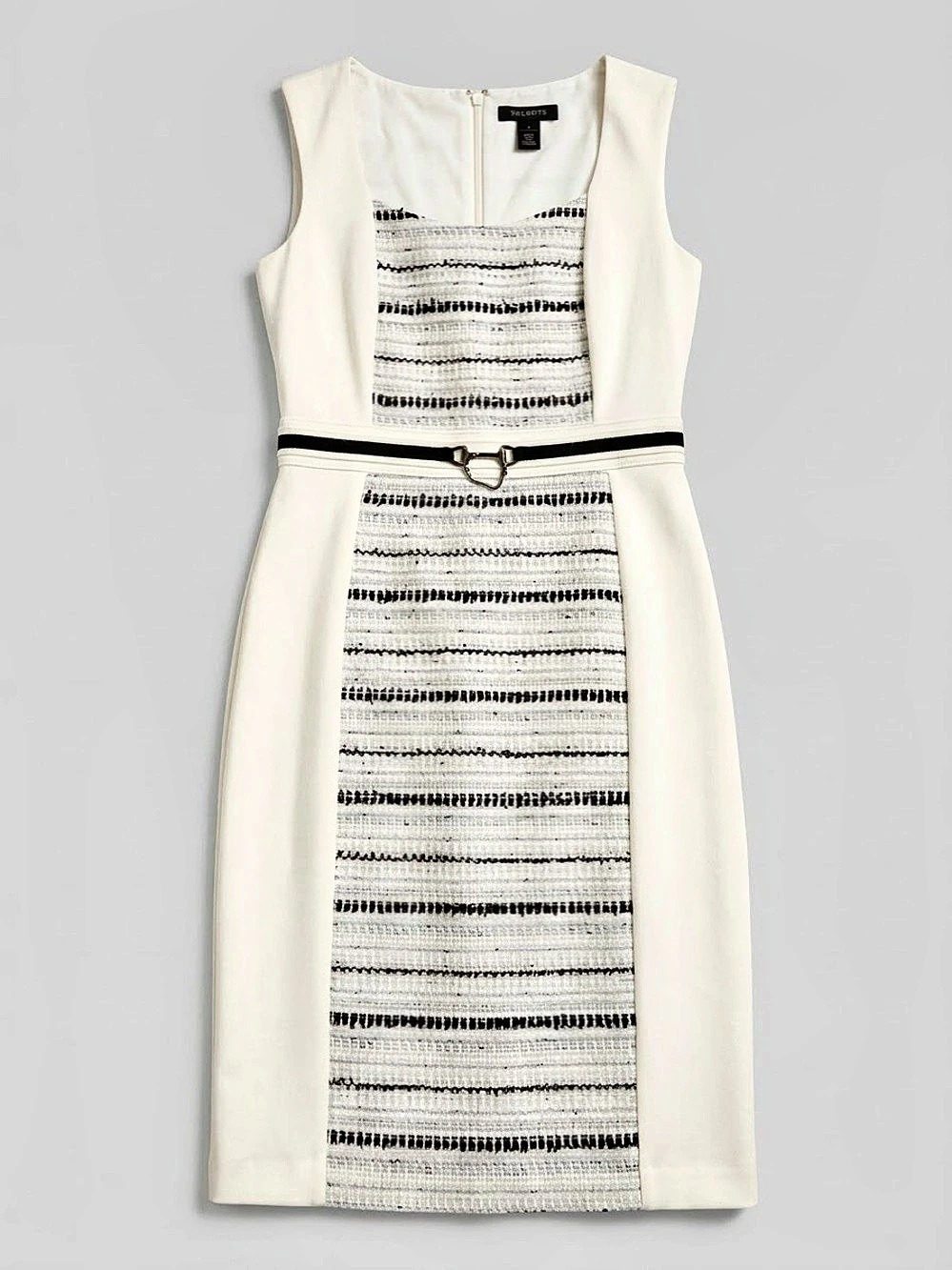 White House Black Market Tweed Colorblock Sheath Dress White & Black Size 2
